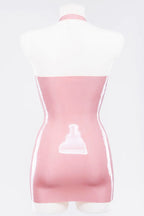 Baby Pink Light Pink Latex Mini Dress with Built-In Cups