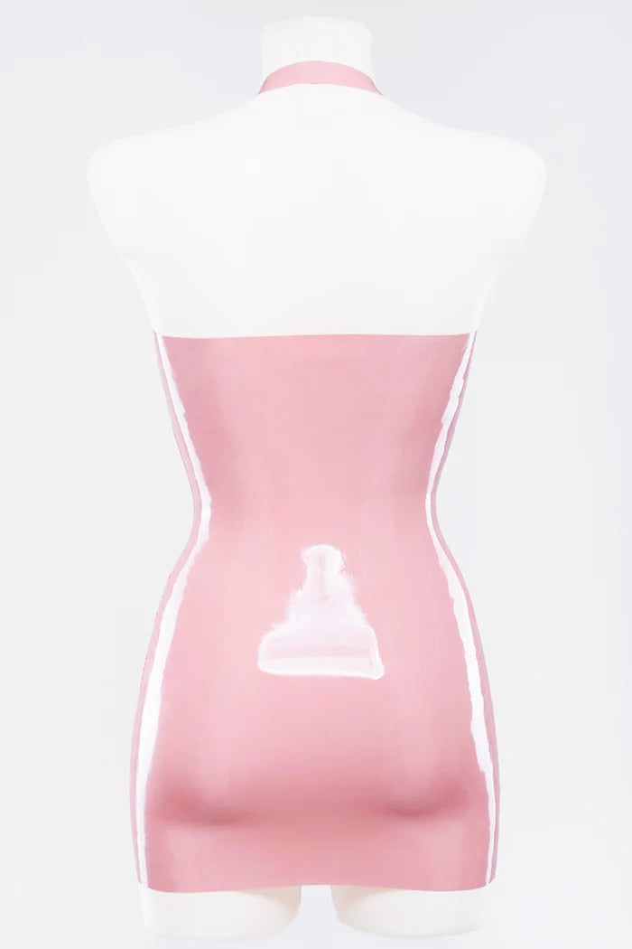 Baby Pink Light Pink Latex Mini Dress with Built-In Cups