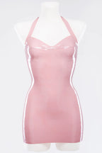 Baby Pink Light Pink Latex Mini Dress with Built-In Cups