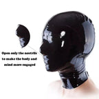 Black Full Face Latex Hood Mask – Nose Opening Only