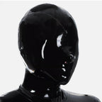 Black Full Face Latex Hood Mask – Nose Opening Only