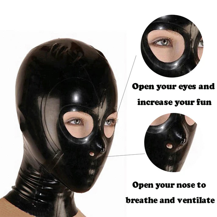 Black Full Face Latex Mask – Open Eyes & Nose