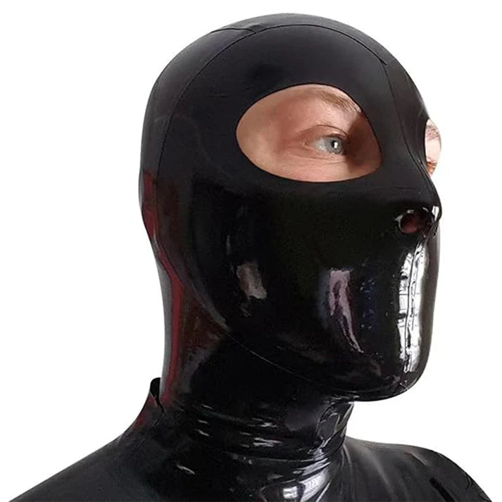 Black Full Face Latex Mask – Open Eyes & Nose