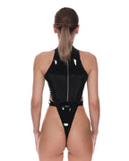 Black High-Cut Latex Women's Bodysuit
