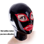 Black Latex Mask – Red-Trimmed Eye & Mouth Cut-Outs