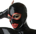 Black Latex Mask – Red-Trimmed Eye & Mouth Cut-Outs