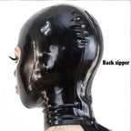 Black Latex Mask – Round Eye Cut-Out & Open Mouth Design