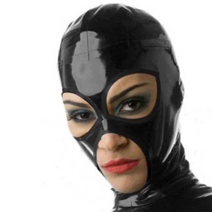 Black Latex Hood – Large Eye & Mouth Openings