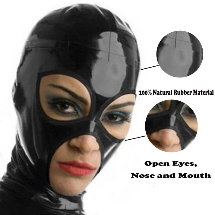 Black Latex Hood – Large Eye & Mouth Openings