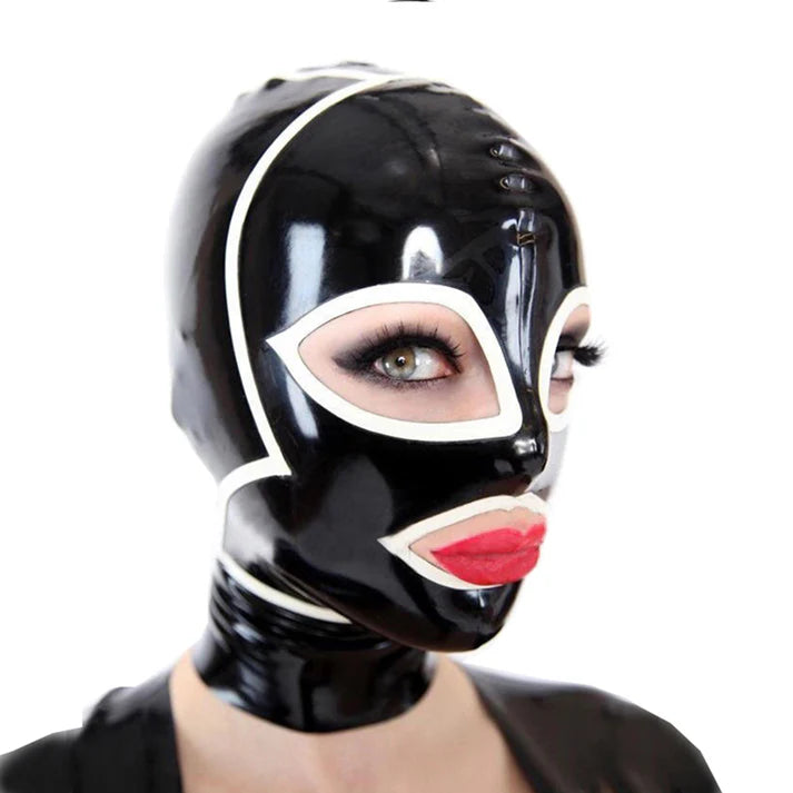 Black & White Latex Hood – Large Eye & Mouth Openings