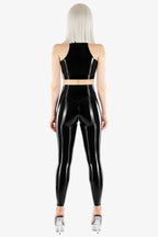 High-Collar Latex Top with Concealed Front Zip
