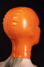 Latex Hood– Orange with Black Contrasting Eye & Mouth Trim