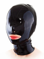 Latex mask with a cutout for mouth and nostrils and with a back zipper