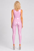 Violet Sleeveless Latex Catsuit with Minimal Seams