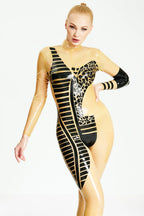 Translucent Natural 'Afro-Zebro' Latex Catsuit