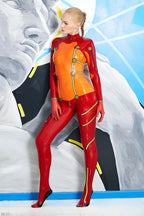 Orange 'Astro Blaze' Latex Catsuit