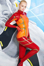Orange 'Astro Blaze' Latex Catsuit