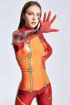Orange 'Astro Blaze' Latex Catsuit