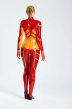 Orange 'Astro Blaze' Latex Catsuit