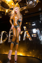 Metallic Bronze 'Aurelia Heart' Latex Catsuit