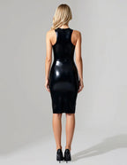 Black BARBARA Zipped Pencil Latex Dress