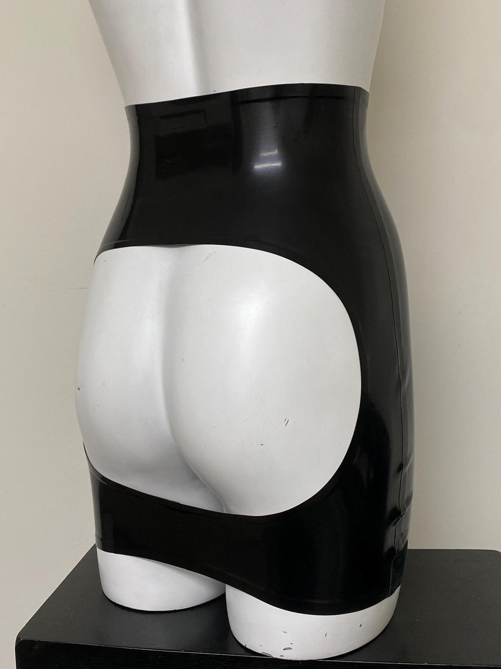 Black Cut-Out Latex Spanking Mini Skirt