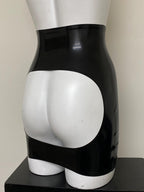 Black Cut-Out Latex Spanking Mini Skirt