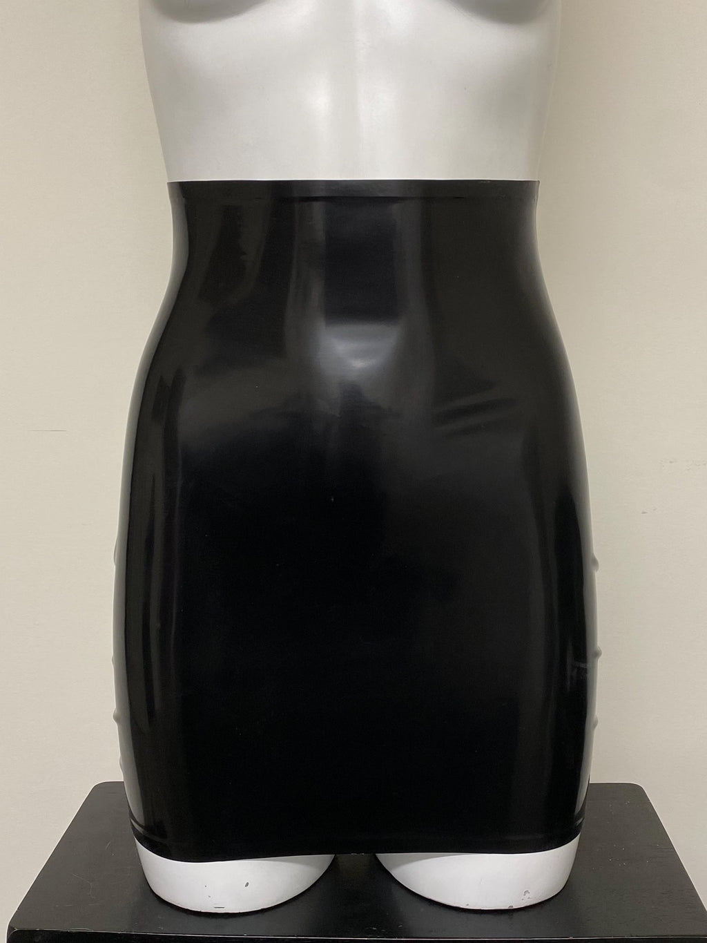 Black Cut-Out Latex Spanking Mini Skirt