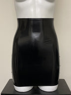 Black Cut-Out Latex Spanking Mini Skirt