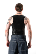 Black Latex Body Shirt for Men — Y-Vest, Form-Fitting