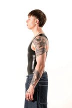 Black Latex Body Shirt for Men — Y-Vest, Form-Fitting