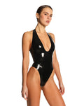 Black Latex Halter-Neck Bodysuit