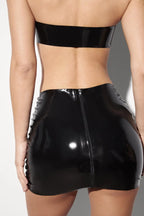 Black Latex Mini Skirt with Full-Opening Back Zip