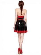 Black Latex Rockabilly Dress — Red Trim
