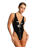 Black Latex Thong Bodysuit