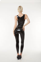 Black Latex V-Neck Catsuit