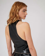 Black Latex Vest Top with Snap Buttons