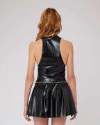 Black Latex Vest Top with Snap Buttons