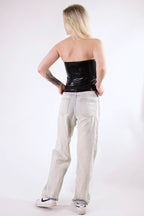 Black Long Latex Bandeau Top
