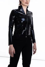 Black Long Sleeve Latex Jacket with YKK Front Zip
