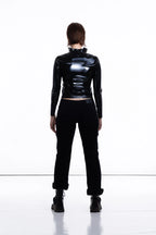 Black Long Sleeve Latex Jacket with YKK Front Zip