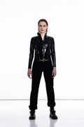 Black Long Sleeve Latex Jacket with YKK Front Zip
