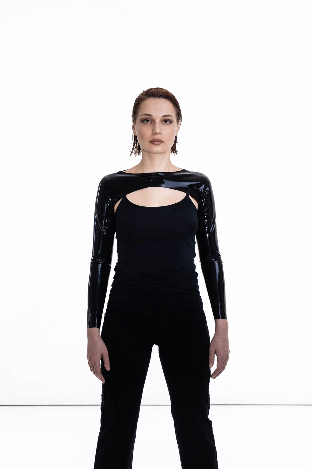 Black Long Sleeve Latex Top