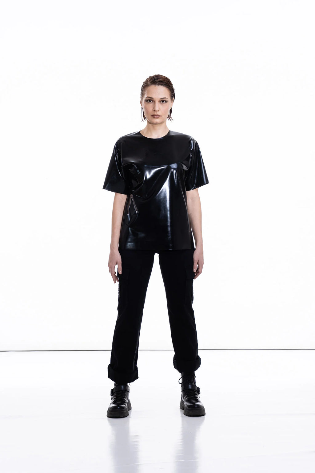 Black Oversized Latex T-Shirt