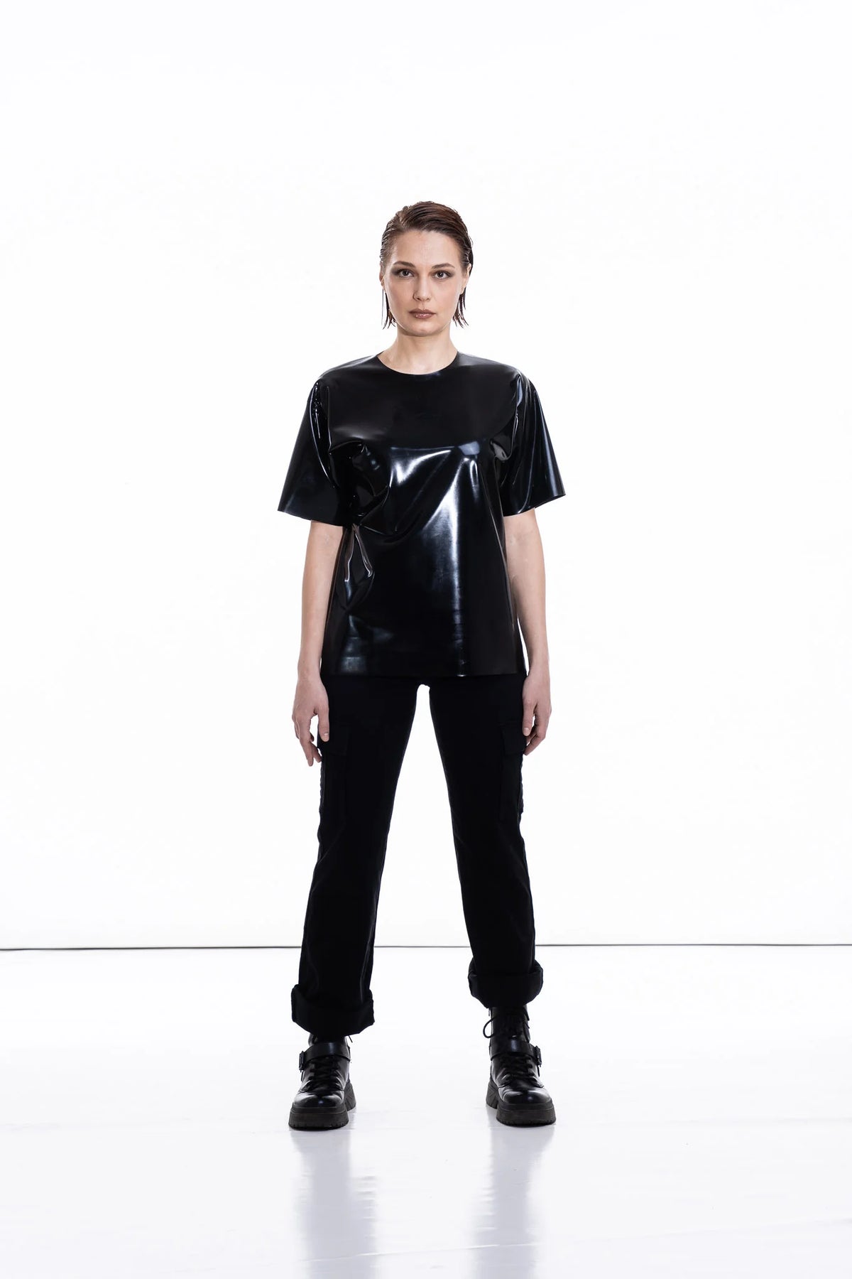 Black Oversized Latex T-Shirt