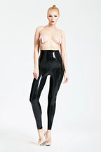 Black Basic High-Waisted Latex Tights