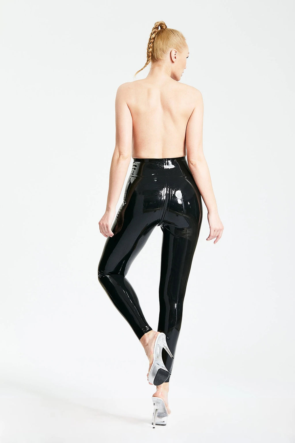 Black Basic High-Waisted Latex Tights