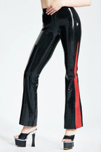 Black Flared Leg Latex Jeans