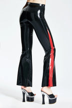 Black Flared Leg Latex Jeans