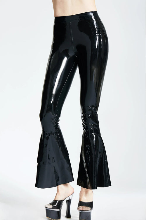 Black Flared=Latex Legs Pants